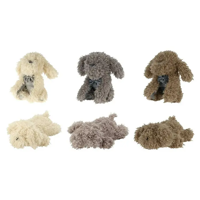 Tope de puerta Perro surtido - 1 ud., Surtido - Adorables perros de peluche en tres colores. Los perros esponjosos con un lazo están sentados o acostados, esperando un nuevo hogar.