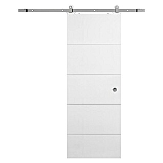 Solid Elements Puerta corredera de madera Mannheim con herraje (62,5 x 203 cm, Blanco)