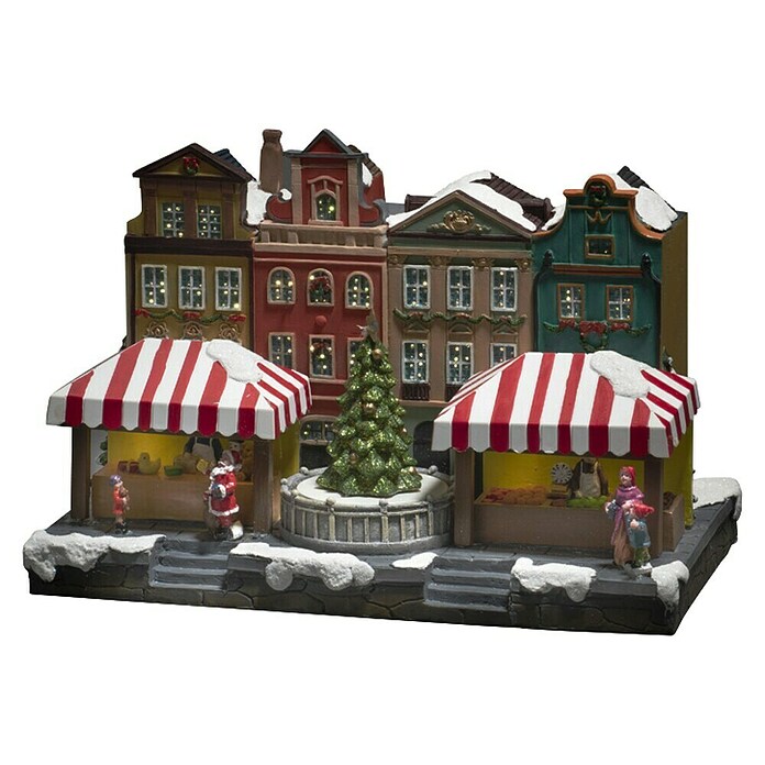 Konstsmide LED-Weihnachtsdorf Stadtszene mit Musik (Bunt, 31,5 x 23 x 23,5 cm, LED, Batteriebetrieben) | BAUHAUS