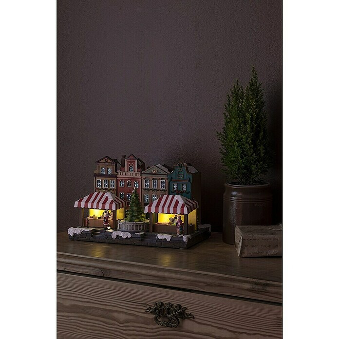 Konstsmide LED-Weihnachtsdorf Stadtszene mit Musik (Bunt, 31,5 x 23 x 23,5 cm, LED, Batteriebetrieben) | BAUHAUS