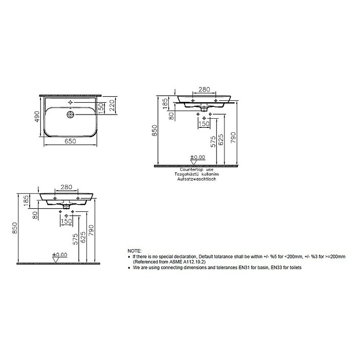 Camargue Loft Aufsatzwaschbecken (49,2 x 65 cm, Keramik, Weiß)