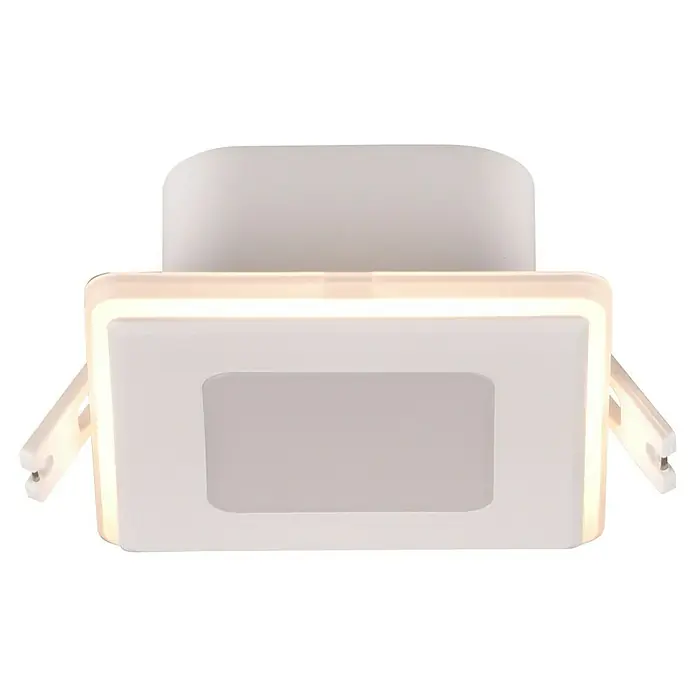 Trio Lighting Foco empotrable Nimbus - Blanco, L x An x Al: 8,5 x 8,5 x 3,9 cm, Blanco cálido - Un foco LED de techo cuadrado blanco con iluminación suave y un diseño moderno para interiores elegantes.