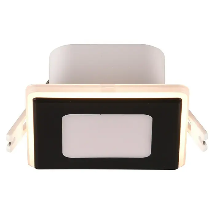 Trio Lighting Foco empotrable Nimbus - Negro, L x An x Al: 8,5 x 8,5 x 3,9 cm, Blanco cálido - Lámpara de techo LED cuadrada blanca con marco negro e iluminación suave, ideal para interiores modernos.