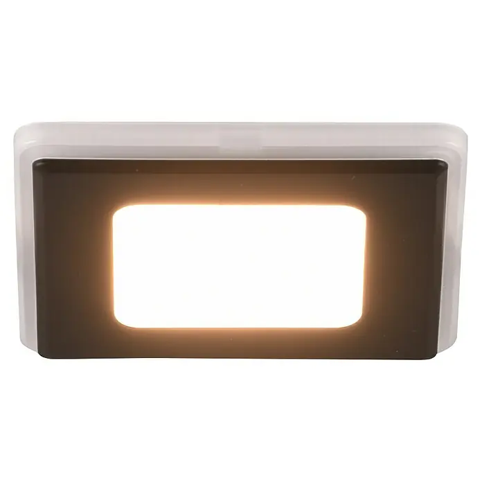 Trio Lighting Foco empotrable Nimbus - Negro, L x An x Al: 8,5 x 8,5 x 3,9 cm, Blanco cálido - Una luz nocturna LED cuadrada con borde blanco, emite una luz blanca cálida, ideal para pasillos o habitaciones infantiles.