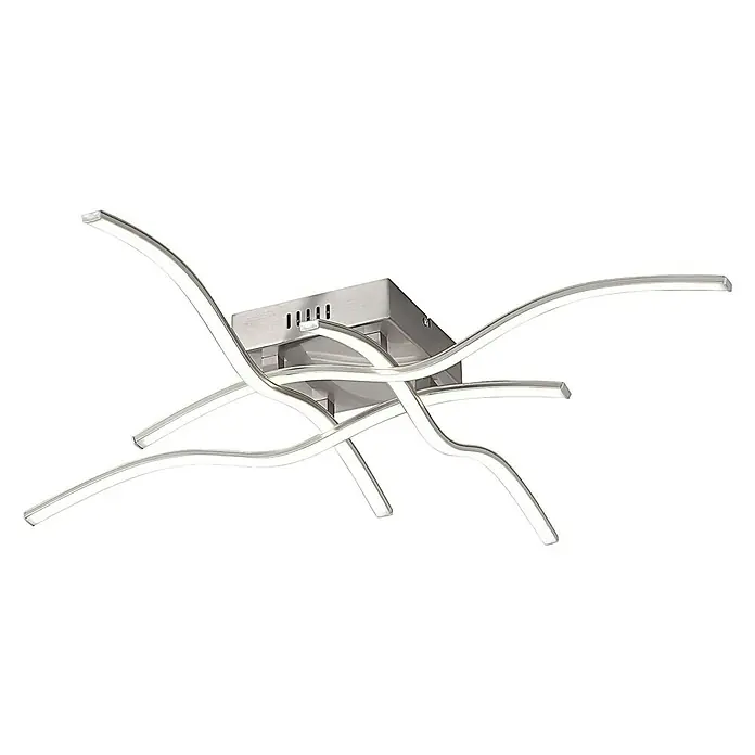 Just Light Wave LED-Deckenleuchte - 28,8 W, L x B x H: 78 x 78 x 10 cm, Stahl, Warmweiß - Moderne Deckenleuchte mit geschwungenen LED-Armen für stilvolle Beleuchtung. Das Design sorgt für ein elegantes Ambiente in jedem Raum.