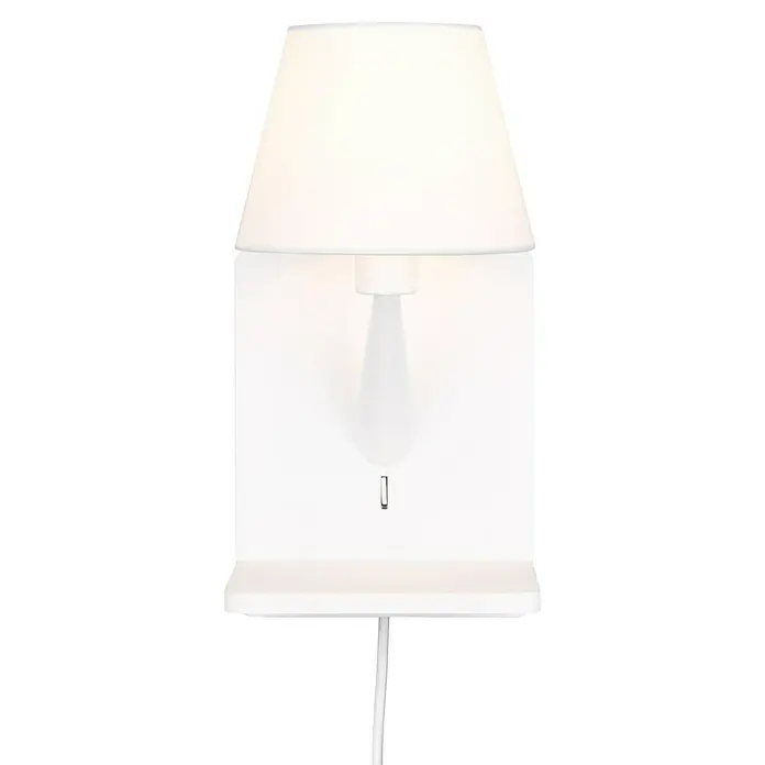 Trio Lighting Aplique de pared Comfort - 40 W, L x An x Al: 18 x 16 x 31 cm, Blanco, E14 - Una moderna lámpara de pared blanca con una pantalla, ideal para una iluminación elegante y como elemento decorativo en la habitación.