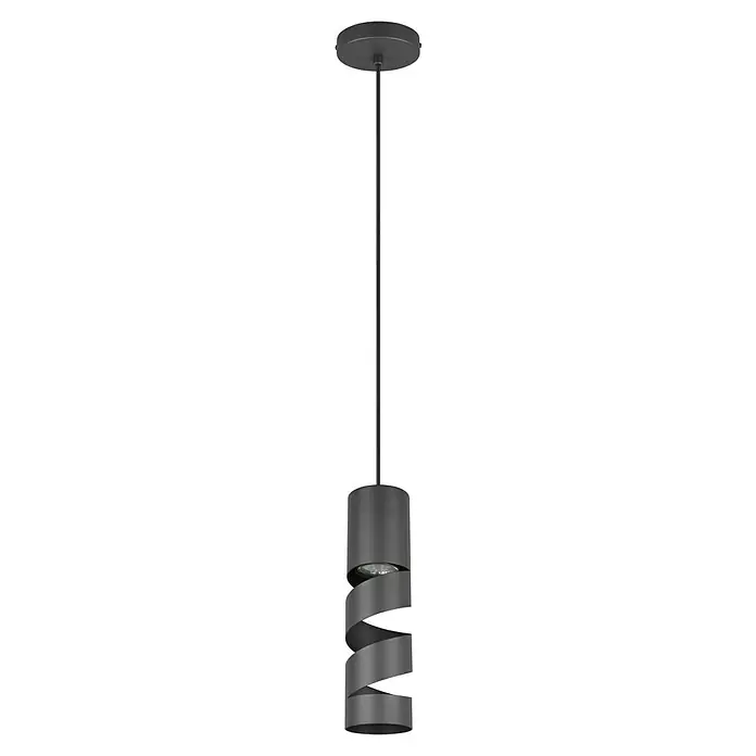 Trio Lighting Stream Lámpara colgante - 10 W, Ø x Al: 12 x 150 cm, Negro, GU10 - Lámpara colgante LED en espiral moderna en negro, que emite una luz cálida y brillante y crea una atmósfera elegante. Un verdadero atractivo.