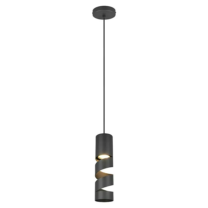 Trio Lighting Stream Lámpara colgante - 10 W, Ø x Al: 12 x 150 cm, Negro, GU10 - Elegante lámpara colgante en espiral en antracita. Su diseño único y la luz cálida la convierten en una pieza llamativa para cualquier estancia.
