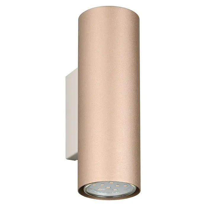 Trio Lighting Marley Aplique de pared - 35 W, L x An x Al: 8 x 6 x 18 cm, Marrón, GU10, 2 ud. - Primer plano de un elegante aplique de pared cilíndrico color champán con iluminación LED integrada.