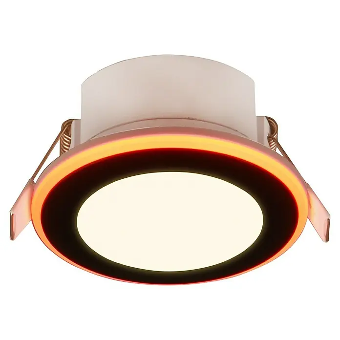 Trio Lighting Foco LED empotrable Argus - RGB, Diámetro: 8 cm, Negro - Esta imagen muestra un downlight empotrado con iluminación LED y un anillo de color que crea un ambiente agradable.