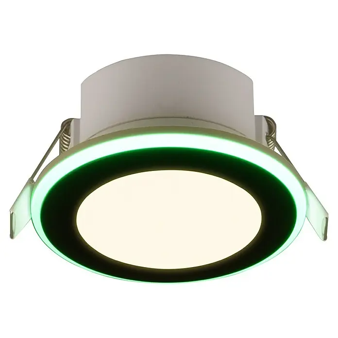 Trio Lighting Foco LED empotrable Argus - RGB, Diámetro: 8 cm, Negro - Moderna lámpara de techo LED con iluminación de acento verde y centro blanco brillante, ideal para interiores contemporáneos.