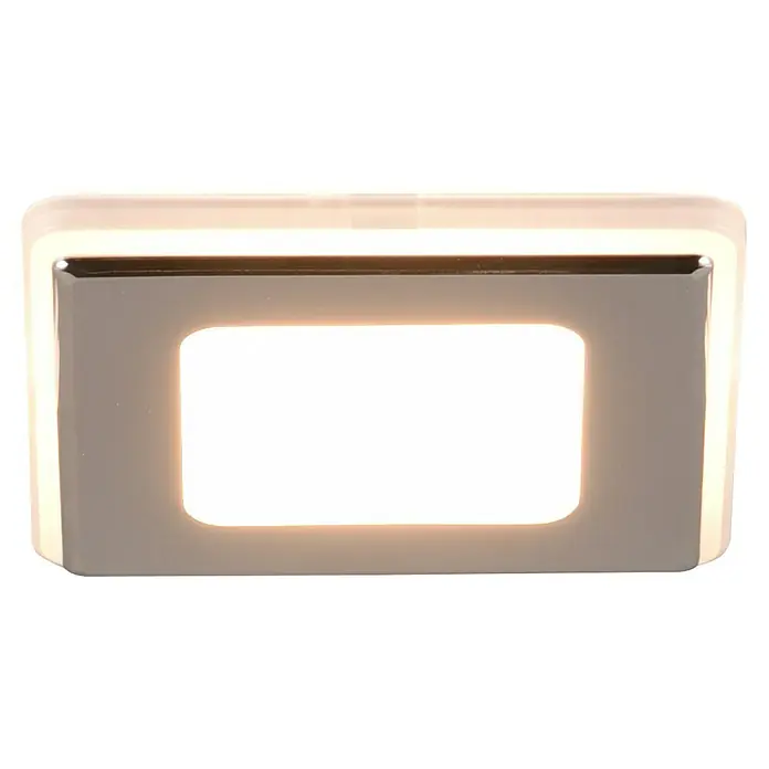 Trio Lighting Foco empotrable Nimbus - Cromo, L x An x Al: 8,5 x 8,5 x 3,9 cm, Blanco cálido - Primer plano de una moderna lámpara de pared LED cuadrada, con un brillo suave y un diseño elegante, perfecta para interiores con estilo.