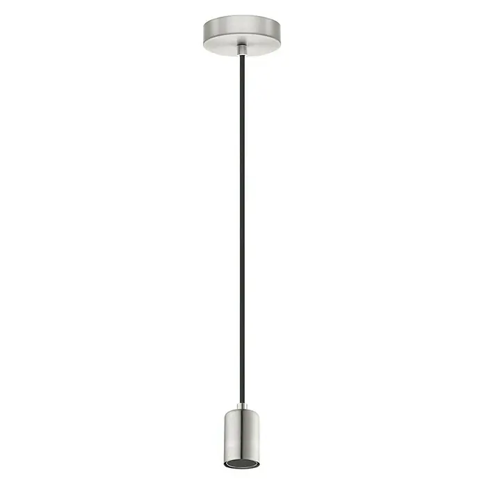 Eglo Lámpara colgante redonda Yorth - 60 W, E27, Altura: 200 cm, Negro - Elegante lámpara colgante con acabado en níquel cepillado y diseño minimalista. Ideal para interiores modernos que valoran líneas limpias y elegancia discreta.