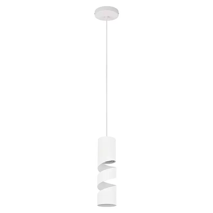 Trio Leuchten Stream Pendelleuchte - 10 W, Ø x H: 12 x 150 cm, Weiß matt, GU10 - Weiße Pendelleuchte mit mehrschichtigem, spiralförmigem Schirm, von der Decke hängend.
