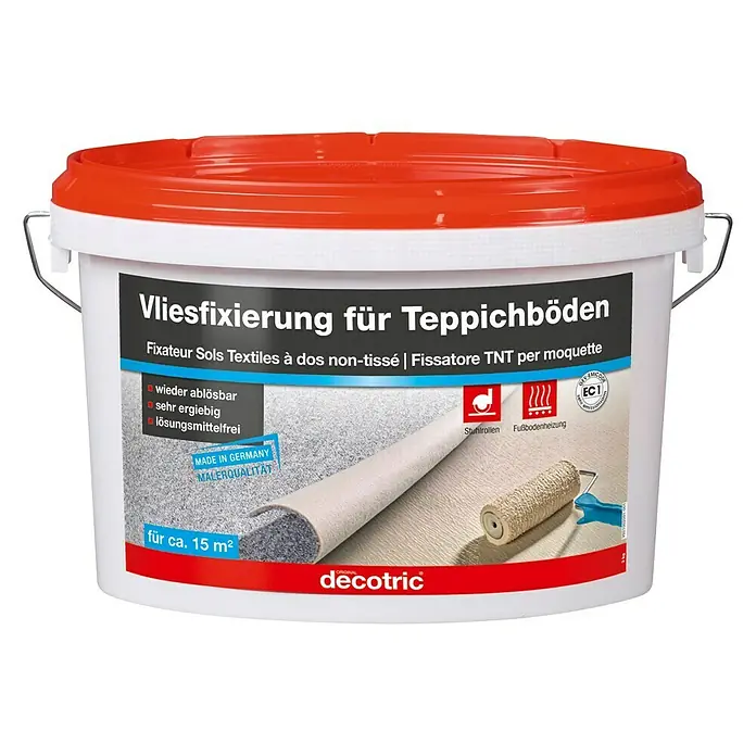 Decotric Bodenbelagfixierung für Teppichböden - 3 kg, Gebrauchsfertig - Ein Eimer Vliesfixierung für Teppichböden von Decotric, ideal für textile Bodenbeläge bis ca. 15 m².