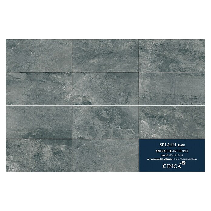 Decocer by Cinca Feinsteinzeugfliese Splash (15 x 15 cm, Anthrazit, Matt) | BAUHAUS
