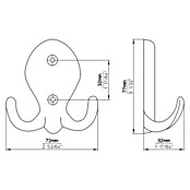 Siro Garderobna kuka  (D x Š x V: 77 x 71 x 32 mm, Broj kuka: 2 Kom., Srebrna, Čelik) | BAUHAUS