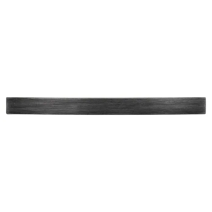 Siro Möbelgriff Möbelgriff 2084 - L x B x H: 15 x 180 x 25 mm, Dunkelgrau, Typ Möbelgriff: Bügel - Eine Nahaufnahme einer gebürsteten Metallplatte mit einer deutlichen horizontalen Maserung und einer subtilen Textur für Industrie-Designs.