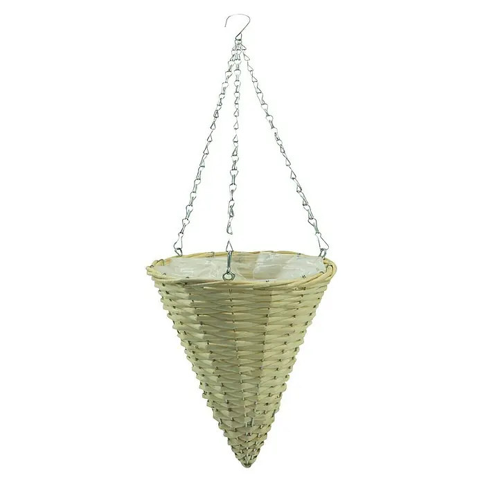 Blumenampel - Außenmaß (Ø x H): 28 x 31 cm, Polyester, Natur - Hängeampel aus Weide mit Kette, perfekt für Pflanzen und Blumen, die einen Hauch von natürlicher Eleganz in Ihr Zuhause bringt.