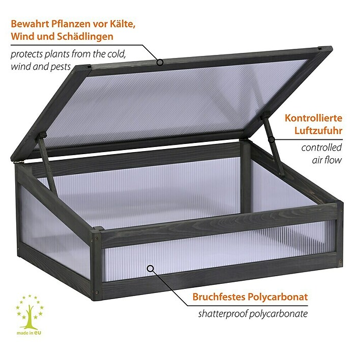 Dobar Frühbeet-Aufsatz Kubus 2.0 (Passend für: Dobar Hochbeet Kubus 2.0, L x B x H: 76 x 56 x 28 cm, Anthrazit) | BAUHAUS