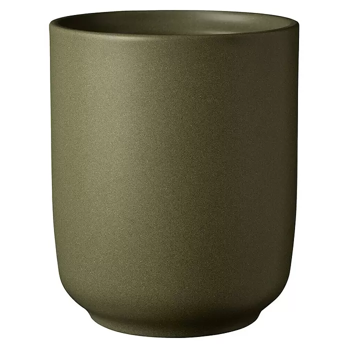 Soendgen Keramik Bari Orchideentopf Blossom - Außenmaß (Ø x H): 13 x 15 cm, Keramik, Eukalyptus - Matte, dunkelolivgrüne Tasse aus gesprenkeltem Steingut.