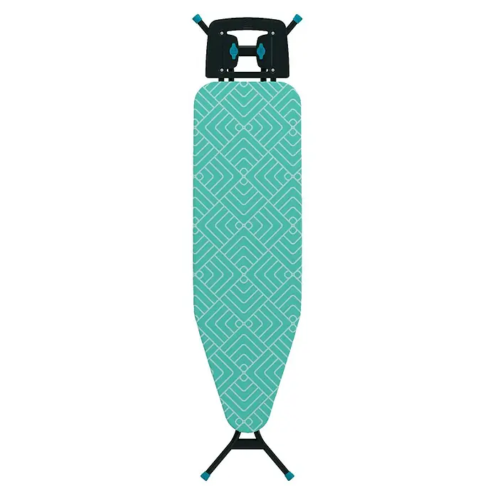 Bügeltisch Ironing Board - 33 x 110 cm, Grün, S - Bügelbrett mit blaugrünem Bezug und geometrischem Muster. Das robuste Bügelbrett ist ideal zum schnellen und effektiven Glätten von Textilien.