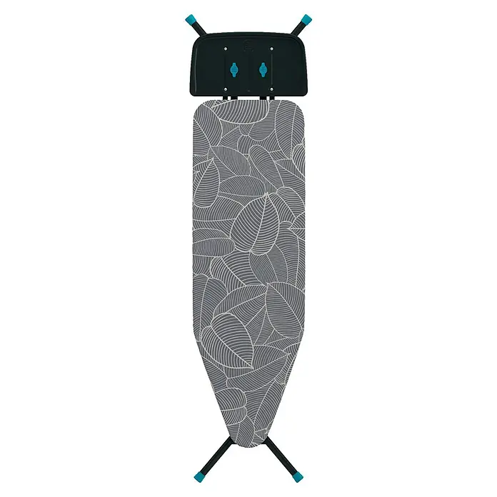 Bügeltisch Ironing Board - 38 x 120 cm, Grau, L - Bügeltisch mit grauem Blätterdruck, eine stilvolle und funktionale Ergänzung für jeden Haushalt, der das Bügeln erleichtert.