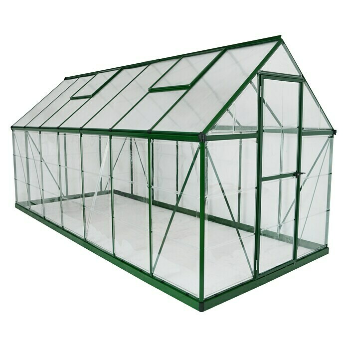 Palram Invernadero (4,26 x 1,85 x 2,08 m, Policarbonato, Espesor del vidrio de las paredes laterales: 0,75 mm, Verde)