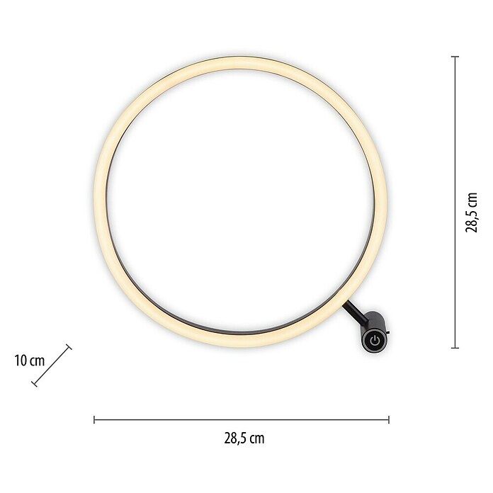 Just Light Led-tafellamp (13,5 W, Ø x h: 28,5 x 28,5 cm, Antraciet, Warm wit) | BAUHAUS