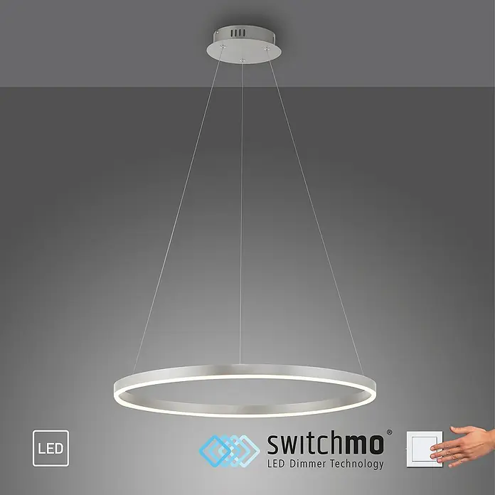 Just Light Ritus Lámpara colgante LED redonda - 28 W, Plata, Blanco cálido - Elegante lámpara colgante LED con función de atenuación. Diseño moderno para una iluminación elegante en cualquier habitación.