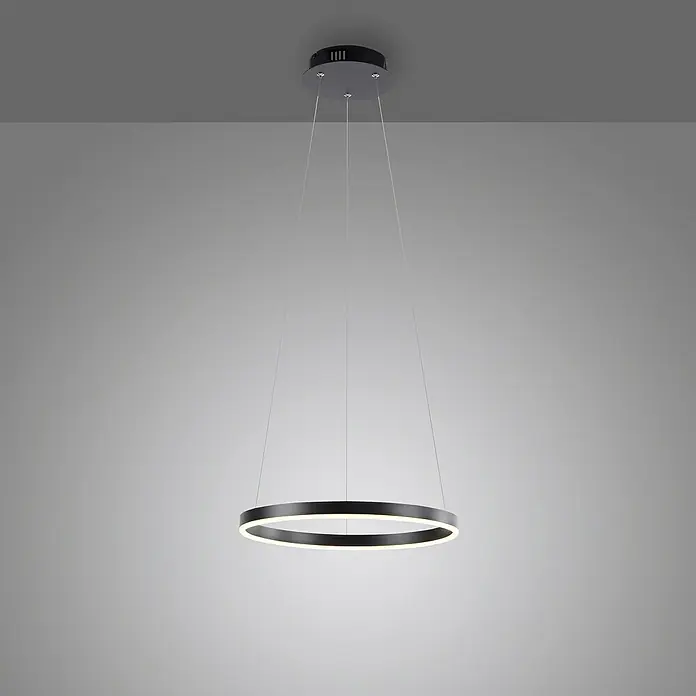 Just Light Ritus Lámpara colgante LED redonda - 20 W, Antracita, Blanco cálido - Una lámpara colgante LED circular moderna en negro con un diseño minimalista y luz blanca cálida. Perfecta para comedores o salas de estar.