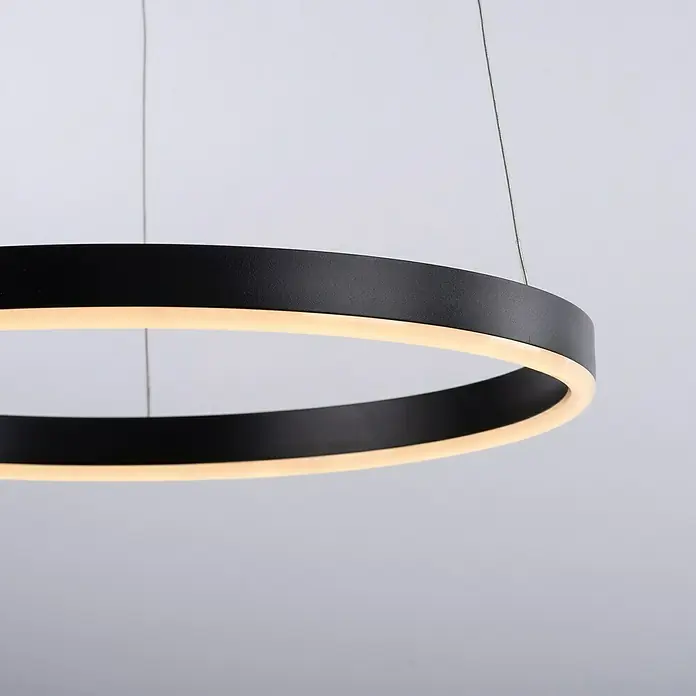 Just Light Ritus Lámpara colgante LED redonda - 20 W, Antracita, Blanco cálido - Lámpara colgante LED redonda negra con luz blanca cálida, creando un ambiente moderno y proporcionando una solución de iluminación elegante.