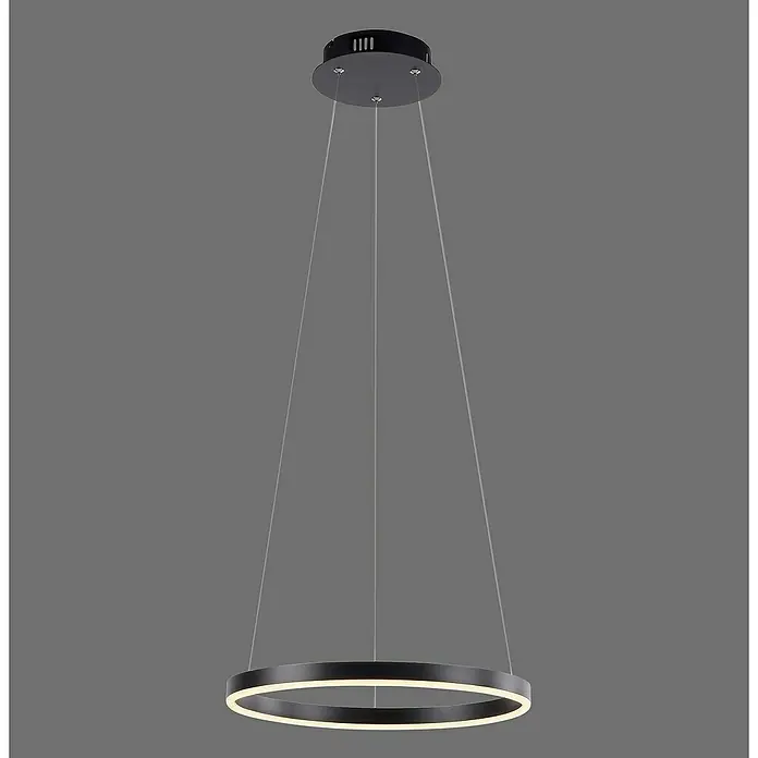 Just Light Ritus Lámpara colgante LED redonda - 20 W, Antracita, Blanco cálido - Elegante lámpara colgante LED negra. El diseño moderno con el cuerpo de luz redondo proporciona una iluminación elegante en cualquier habitación.
