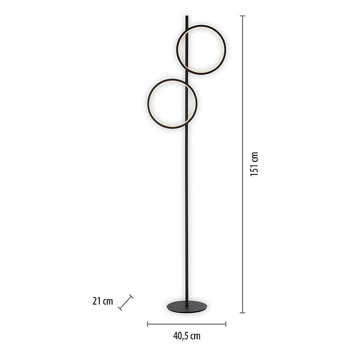 Just Light Ritus Staande ledlamp (Hoogte: 151 cm, Zwart, Warm wit) | BAUHAUS