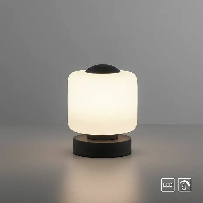 Just Light Lámpara de sobremesa LED Bota - 5 W, L x An x Al: 12 x 12 x 15,5 cm, Negro, Blanco cálido - Elegante lámpara de mesa LED con función regulable, ideal para mesita de noche o escritorio. La luz suave crea un ambiente agradable.