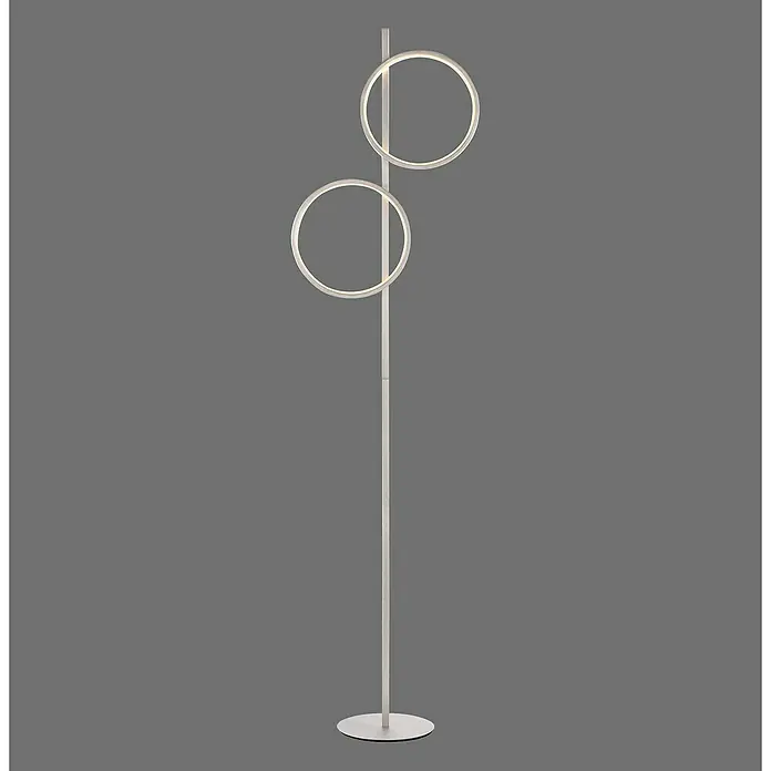 Just Light Ritus Lámpara de pie LED - Altura: 151 cm, Plata, Blanco cálido - Lámpara de pie moderna con dos anillos luminosos, creando un ambiente elegante y mejorando la decoración de cualquier habitación.