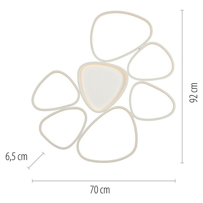 Just Light Led-plafondlamp (l x b x h: 920 x 700 x 65 mm, Wit, Warm wit) | BAUHAUS