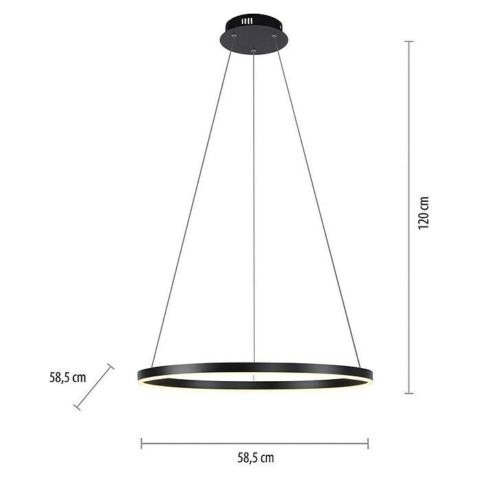 Just Light Led-hanglamp Ritus Zwart (Antraciet, Warm wit) | BAUHAUS