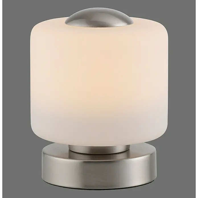 Just Light Lámpara de sobremesa LED Bota - 5 W, L x An x Al: 12 x 12 x 15 cm, Blanco, Blanco cálido - Elegante lámpara de noche con pantalla redondeada y base metálica, que añade un toque de estilo moderno a cualquier dormitorio.
