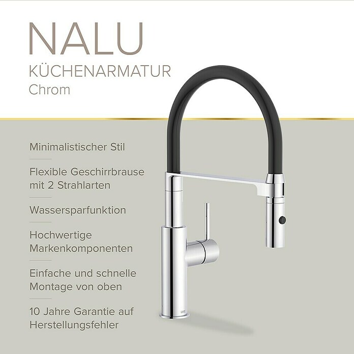 Lenz Spültischarmatur Nalu (Chrom/Schwarz, Glänzend) | BAUHAUS