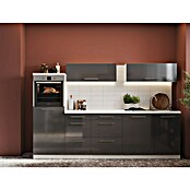 Respekta Premium Cocina de isla (Ancho: 280 cm, Con dispositivos eléctricos, Gris de alto brillo)