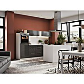Respekta Premium Cocina de isla (Ancho: 280 cm, Con dispositivos eléctricos, Gris de alto brillo)