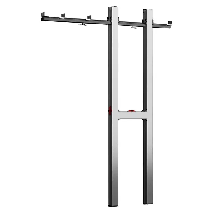 Entravia Schiebetürsystem Simple-Pocket Standard - Nicht vormontiert; für CW75 und CW100, Passend für: Entravia Holz- und Ganzglas-Schiebetüren - Graues Metall-Sensorportal mit mehreren Detektionseinheiten und roten Akzenten.