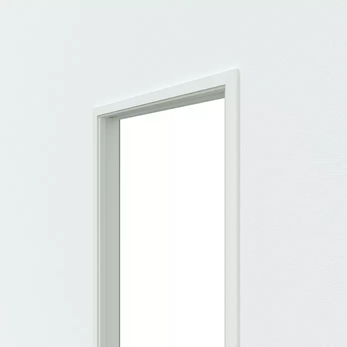 Entravia Zarge CW75 - 860 x 2.110 mm, Holzschiebetüren, 1-flügelig, Passend für: Entravia Simple-Pocket Schiebetürsystem, Weiß lackiert, ähnlich RAL 9016 - Weißer Türrahmen mit leerer Öffnung.
