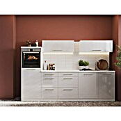 Respekta Premium Cocina de isla (Ancho: 280 cm, Con dispositivos eléctricos, Blanco de alto brillo)