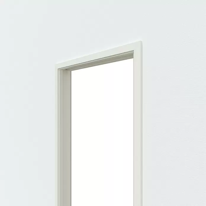 Entravia Zarge CW100 - 735 x 1.985 mm, Holzschiebetüren, 1-flügelig, Passend für: Entravia Simple-Pocket Schiebetürsystem, Weiß lackiert, ähnlich RAL 9010 - Weißer Türrahmen mit transparentem Platzhalter.