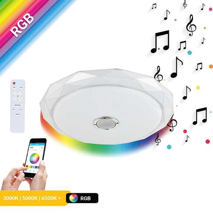 LED stropna svjetiljka Lumera Melody  (24 W, Bijela, RGBW, Zvučnik, Promjer: 39 cm) | BAUHAUS