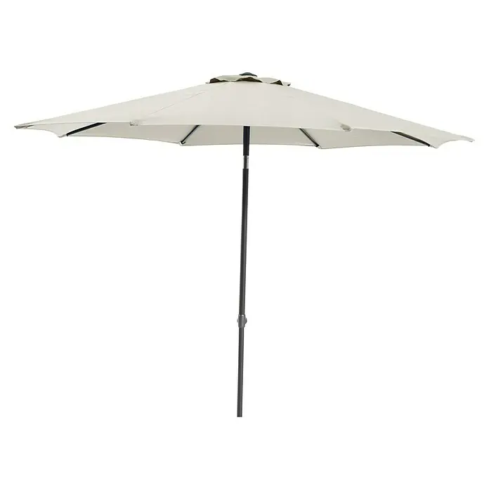 Sunfun Marktschirm rund Torino - Natur, Durchmesser Bespannung: 270 cm - Heller Gartenschirm mit dunklem Gestell. Der Schirm bietet Schatten und ist ideal für sonnige Tage im Garten oder auf der Terrasse.