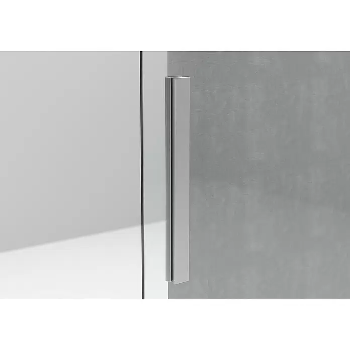 Entravia Griffleisten-Set - Silber, 400 x 37 mm - Gebürsteter Metall-Duschgriff an einer klaren Glasplatte.