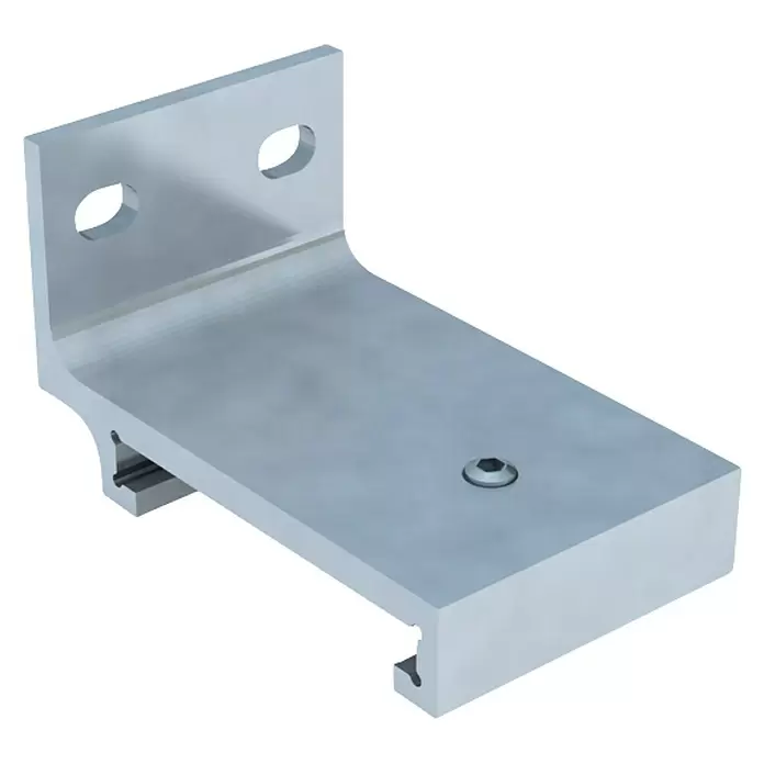 Entravia Montagewinkel-Set - Passend für: Entravia Simple-Pocket Schiebetürsystem - Silberner L-förmiger Metall-Montagewinkel mit zwei runden Löchern und einer Innensechskant-Schraube.